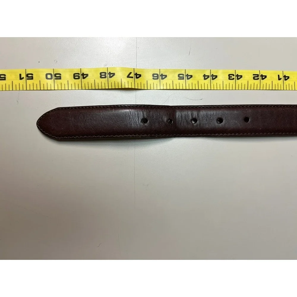 LL Bean Mens Chino Belt 42 Chocolate Brown Full Grain Leather Brass Buckle 2809